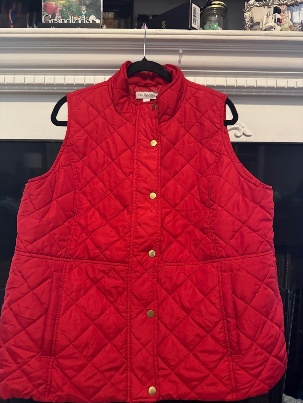 Kim Rogers Red Quilted Snap-Front Vest
